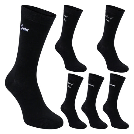 6 Pairs Mens Wedding Socks in Black and Navy with a Giftbox