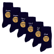 6 Pairs Mens Wedding Socks in Black and Navy with a Giftbox