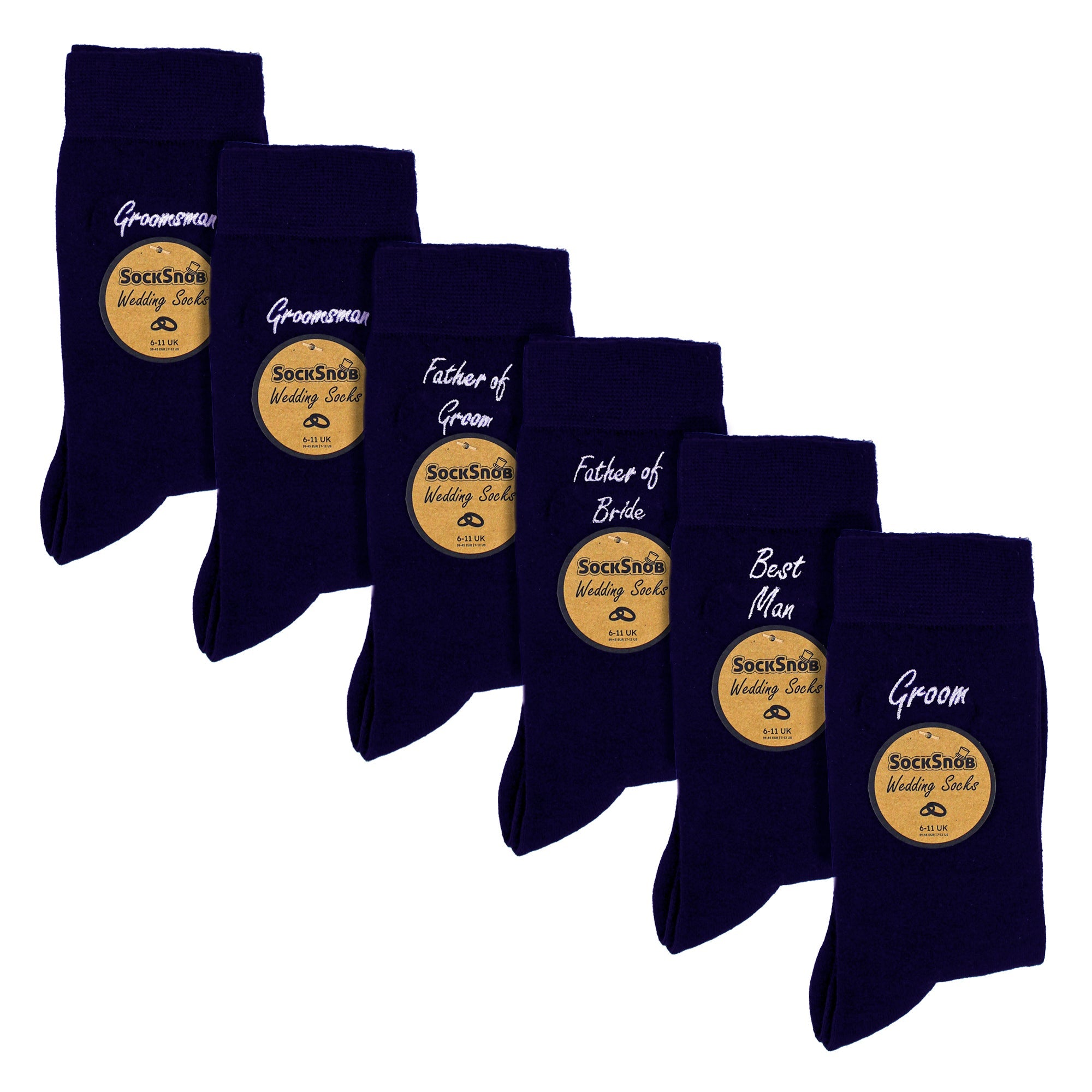 6 Pairs Mens Wedding Socks in Black and Navy with a Giftbox