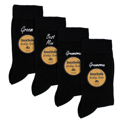 4 Pairs Mens Wedding Socks for Groomsman Groom and Best Man