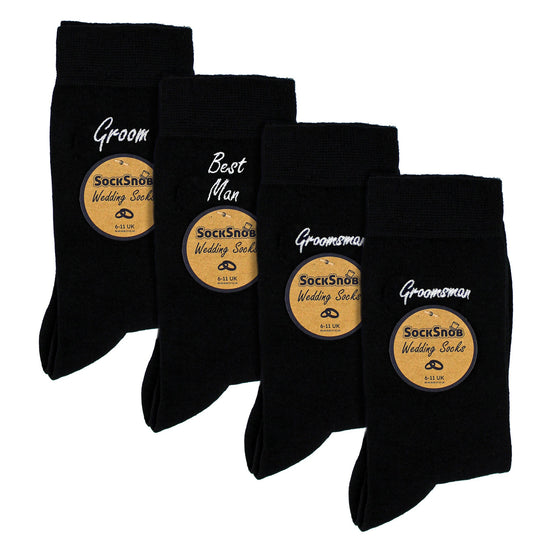 4 Pairs Mens Wedding Socks for Groomsman Groom and Best Man