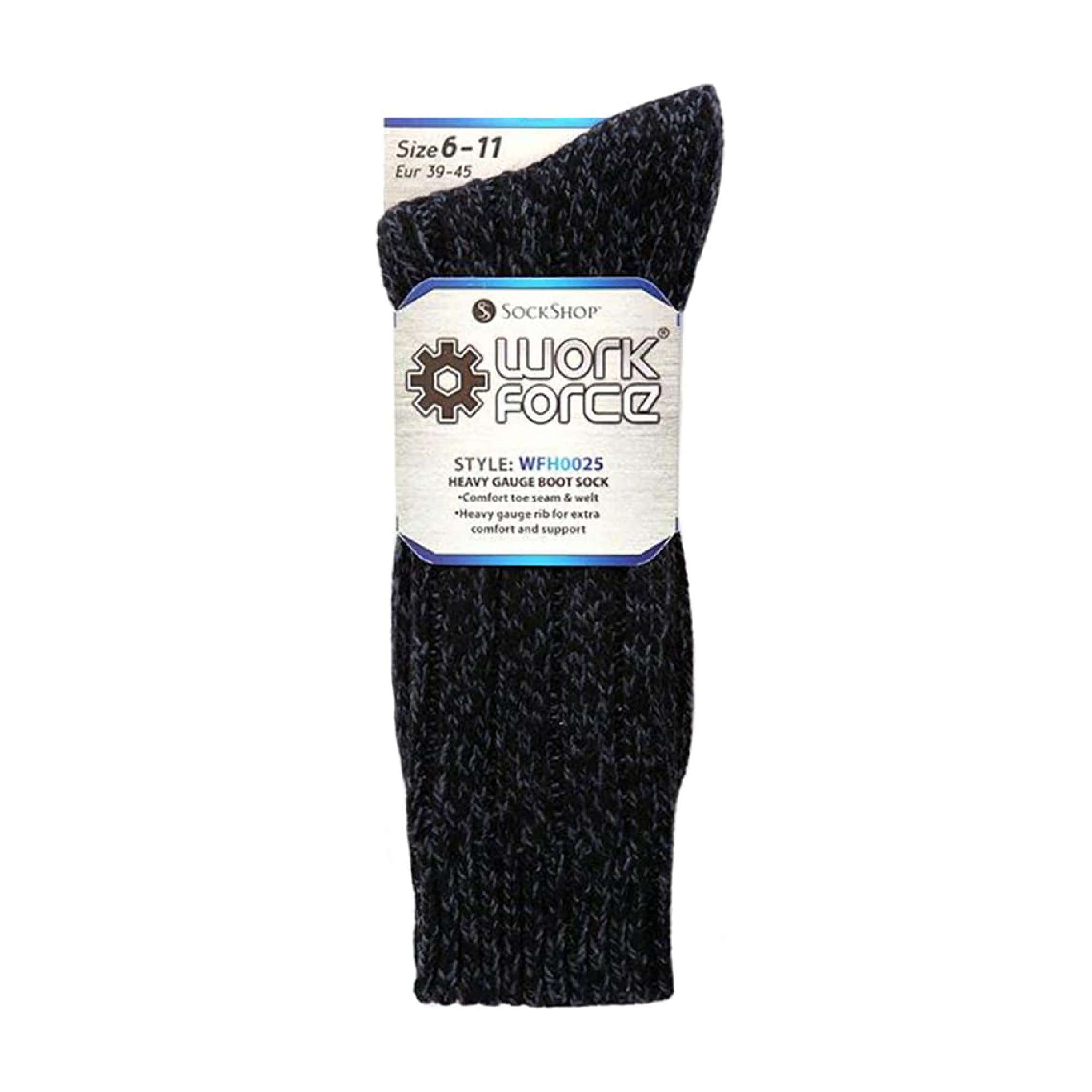 3 Pack Men's Warm Ribbed Knitted Wool Work Boot Socks