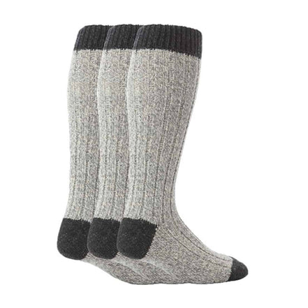 3 Pack Men's Extra Long Knee High Knitted Wool Boot Socks