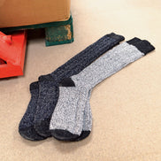 3 Pack Men's Extra Long Knee High Knitted Wool Boot Socks