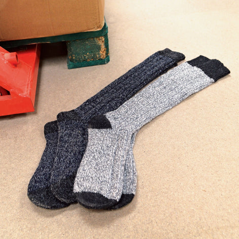 3 Pack Men's Extra Long Knee High Knitted Wool Boot Socks