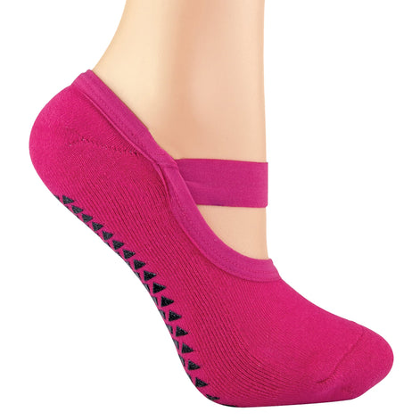Ladies Cotton Non Slip Yoga Socks with Straps (Multipack Options)