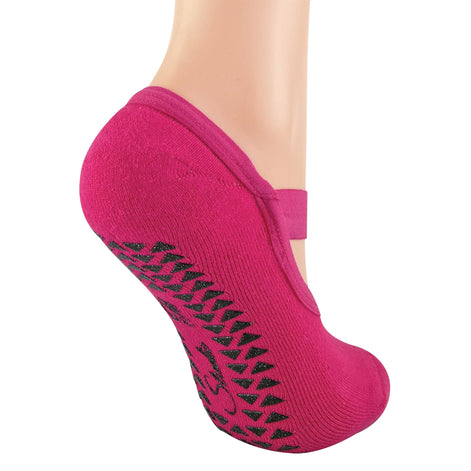 Ladies Cotton Non Slip Yoga Socks with Straps (Multipack Options)