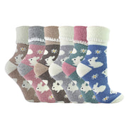 6 Pairs Ladies Thick Warm Wool Bed Socks