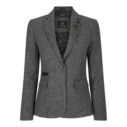 Wsn01 - Women Grey Suit Blazer Waistcoat & Trousers in Tweed Herringbone