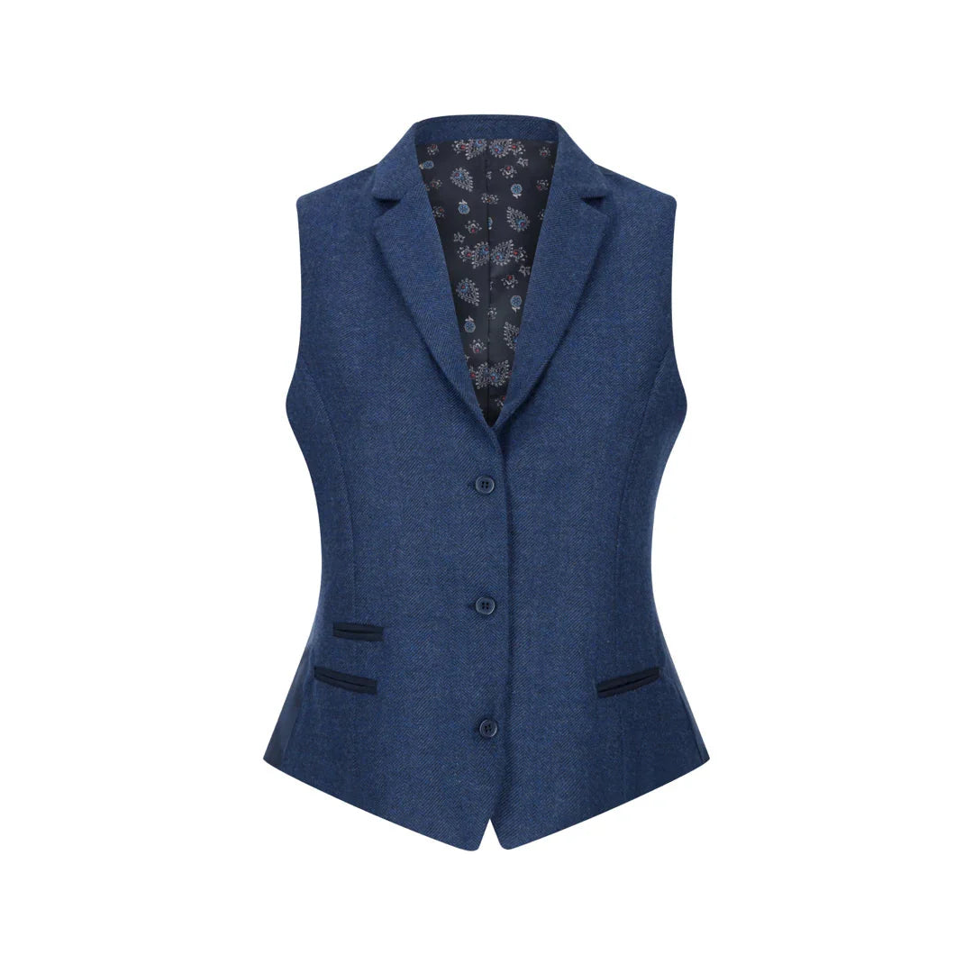 Wsn02 - Women's Tweed Navy Blue Blazer Waistcoat & Trousers 1920s Suit