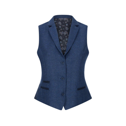 Wsn02 - Women's Tweed Navy Blue Blazer Waistcoat & Trousers 1920s Suit