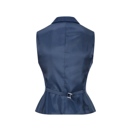 Wsn02 - Women's Tweed Navy Blue Blazer Waistcoat & Trousers 1920s Suit