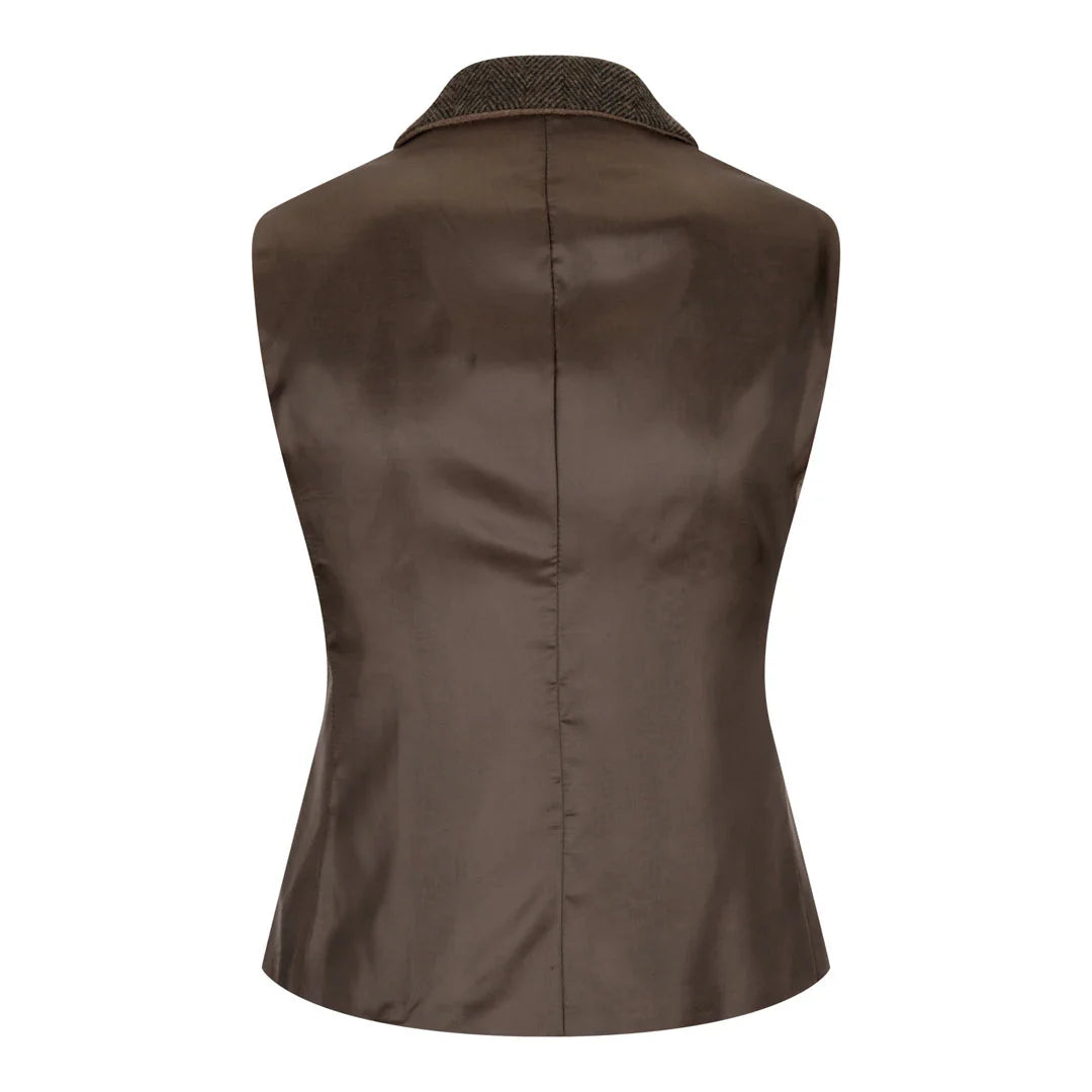 Wsn04 - Women's Brown Tweed Blazer Waistcoat & Trouser Classic Suit