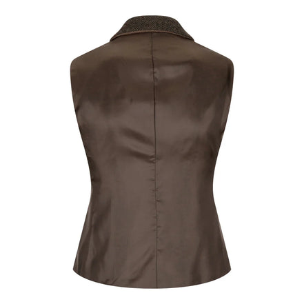 Wsn04 - Women's Brown Tweed Blazer Waistcoat & Trouser Classic Suit