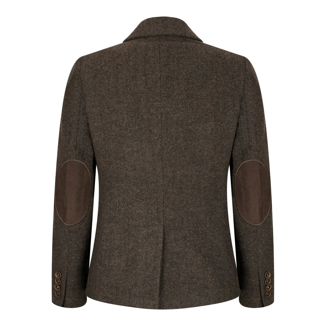 Wsn04 - Women's Brown Tweed Blazer Waistcoat & Trouser Classic Suit