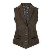 Wsn04 - Women's Brown Tweed Blazer Waistcoat & Trouser Classic Suit