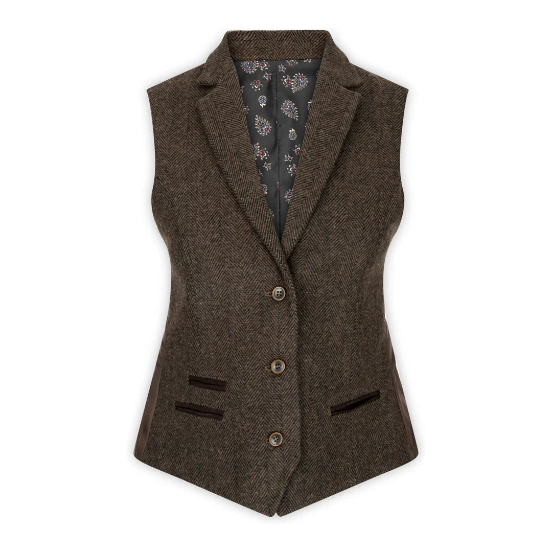 Wsn04 - Women's Brown Tweed Blazer Waistcoat & Trouser Classic Suit