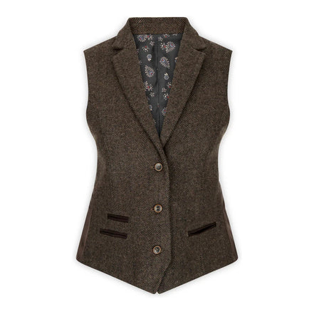 Wsn04 - Women's Brown Tweed Blazer Waistcoat & Trouser Classic Suit