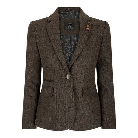 Wsn04 - Women's Brown Tweed Blazer Waistcoat & Trouser Classic Suit