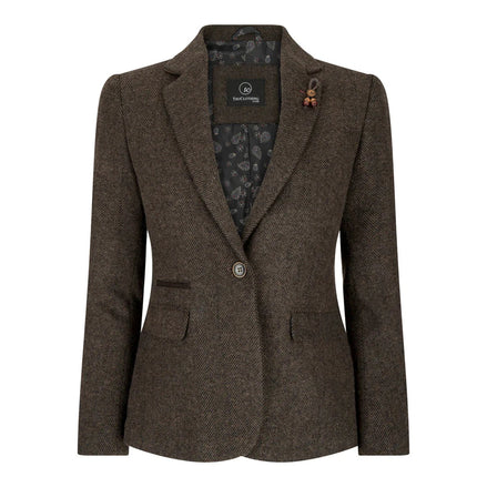 Wsn04 - Women's Brown Tweed Blazer Waistcoat & Trouser Classic Suit