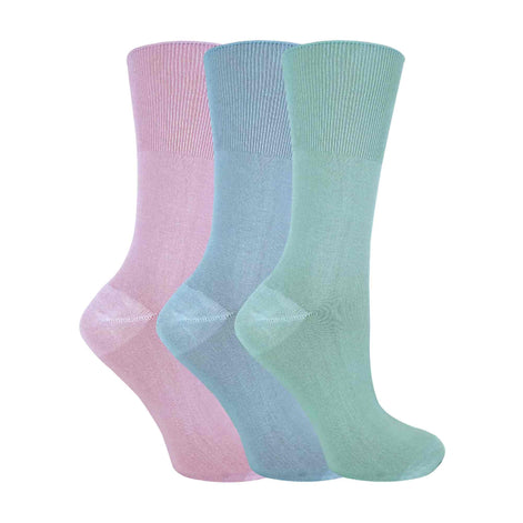 3 Pack Ladies Anti Odour Loose Wide Bamboo Socks with Non Elastic Top
