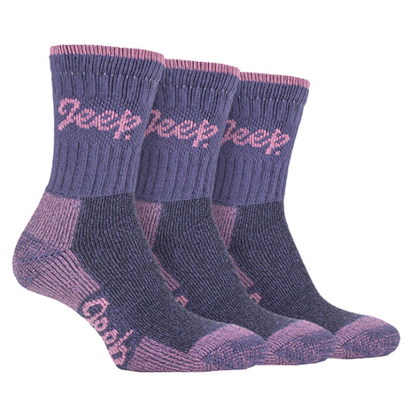 3 Pack Ladies Cotton Cushioned Hiking Socks