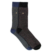 2 Pack Men's Casual Ribbed Cotton Dress Socks | Midweight Square Knit Socks