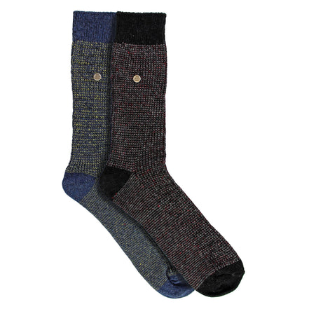 2 Pack Men's Casual Ribbed Cotton Dress Socks | Midweight Square Knit Socks