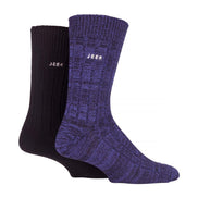 2 Pack Men's Casual Ribbed Cotton Dress Socks | Midweight Square Knit Socks