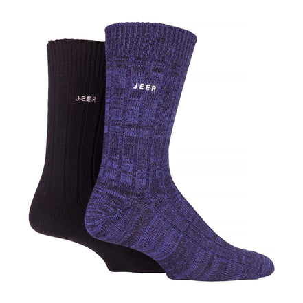2 Pack Men's Casual Ribbed Cotton Dress Socks | Midweight Square Knit Socks