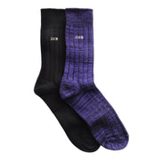 2 Pack Men's Casual Ribbed Cotton Dress Socks | Midweight Square Knit Socks