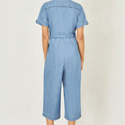 Yumi Blue Chambray Light Denim Button Jumpsuit