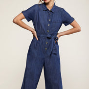Yumi Blue Button Denim Jumpsuit