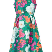 Yumi Green Floral Jacquard Skater Dress
