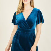 Yumi Teal Jumpsuit with Angel Sleeves