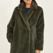 Yumi Green Faux Fur Coat
