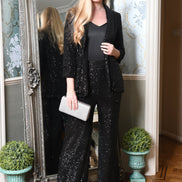 Yumi Black Sequin Blazer with Pockets