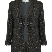 Yumi Black Sequin Blazer with Pockets