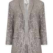 Silver Sequin Blazer with Pockets