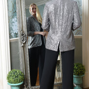 Silver Sequin Blazer with Pockets