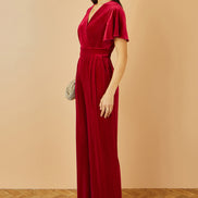 Yumi Red Jumpsuit with Angel Sleeves