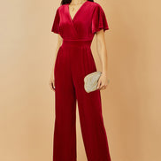 Yumi Red Jumpsuit with Angel Sleeves