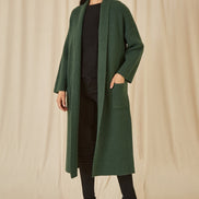 Yumi Green Knitted Maxi Cardigan with Pockets