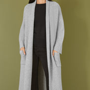 Yumi Grey Knitted Maxi Cardigan with Pockets