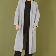 Yumi Grey Knitted Maxi Cardigan with Pockets