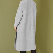 Yumi Grey Knitted Maxi Cardigan with Pockets