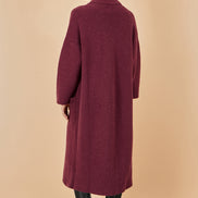 Yumi Burgundy Knitted Maxi Cardigan with Pockets