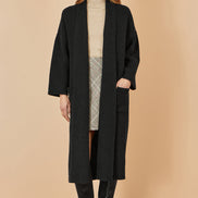Yumi Black Knitted Maxi Cardigan with Pockets