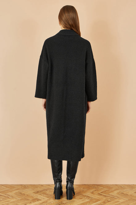 Yumi Black Knitted Maxi Cardigan with Pockets