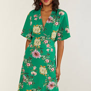 Yumi Green Floral Kimono Midi Dress